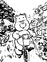 coloriage Bisounours fait du velo